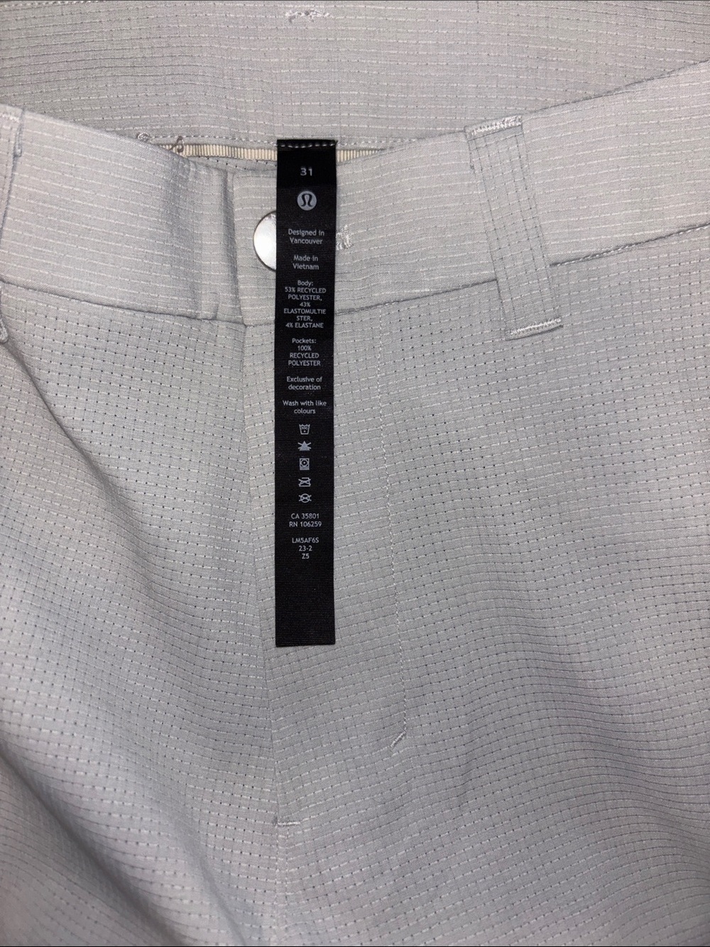 lululemon athletica Commission slim Men's Light Gray Chino Pants 31 x 31.5” - Picture 9 of 10